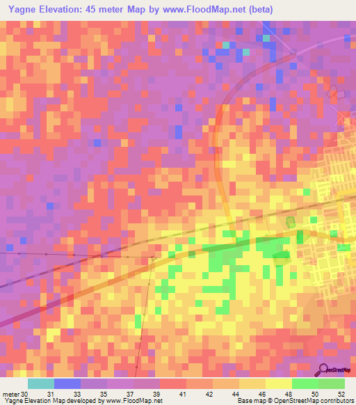 Yagne,Senegal Elevation Map