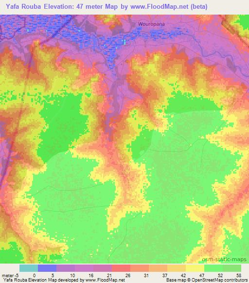 Yafa Rouba,Senegal Elevation Map