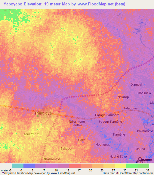 Yaboyabo,Senegal Elevation Map