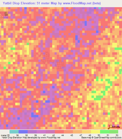 Yatbil Diop,Senegal Elevation Map