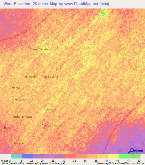 Wore,Senegal Elevation Map