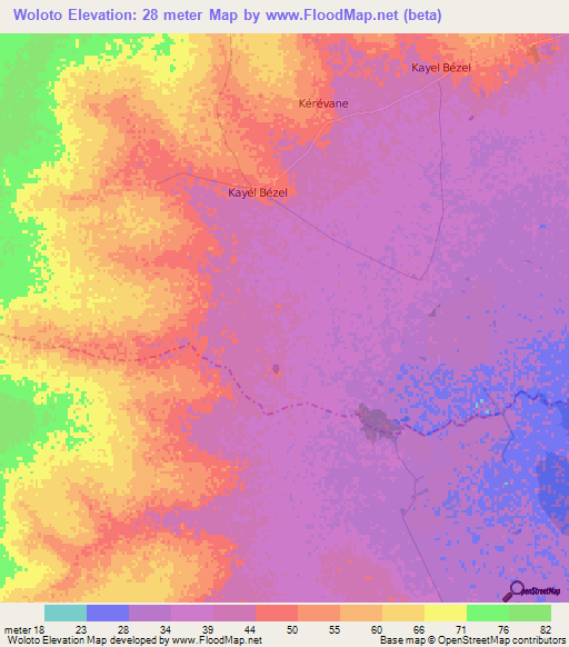Woloto,Senegal Elevation Map
