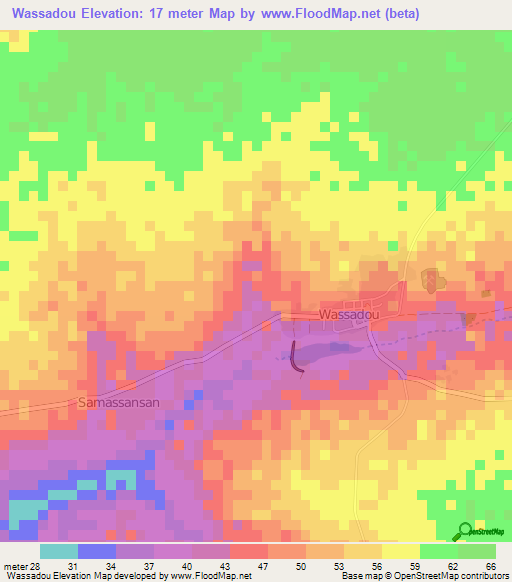 Wassadou,Senegal Elevation Map