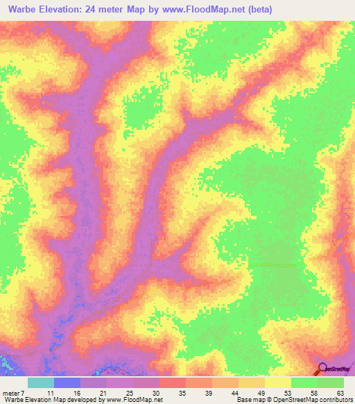 Warbe,Senegal Elevation Map