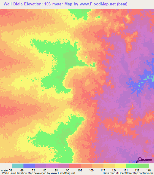Wali Diala,Senegal Elevation Map