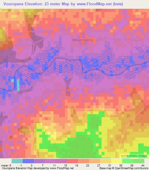 Vouropana,Senegal Elevation Map