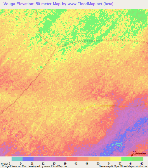 Vouga,Senegal Elevation Map