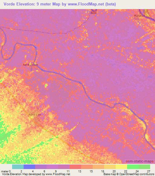 Vorde,Senegal Elevation Map