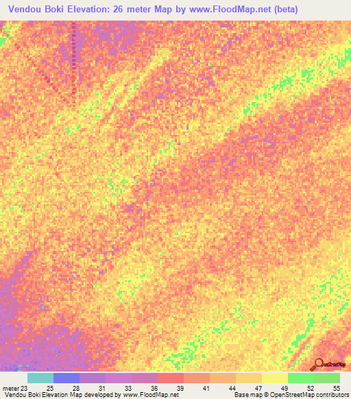 Vendou Boki,Senegal Elevation Map