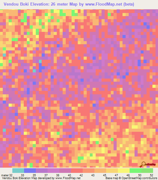 Vendou Boki,Senegal Elevation Map