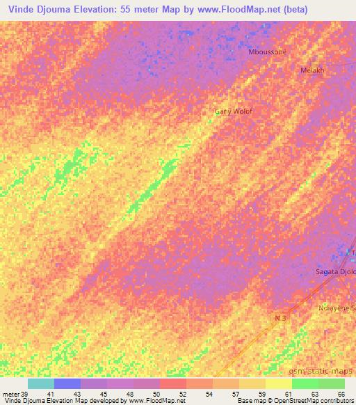 Vinde Djouma,Senegal Elevation Map