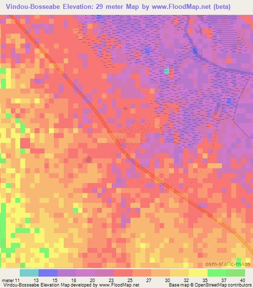 Vindou-Bosseabe,Senegal Elevation Map