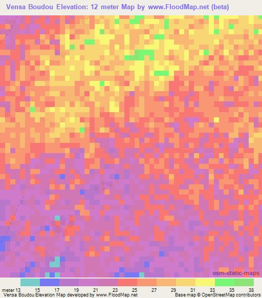 Vensa Boudou,Senegal Elevation Map