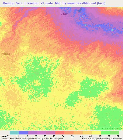 Vendou Seno,Senegal Elevation Map