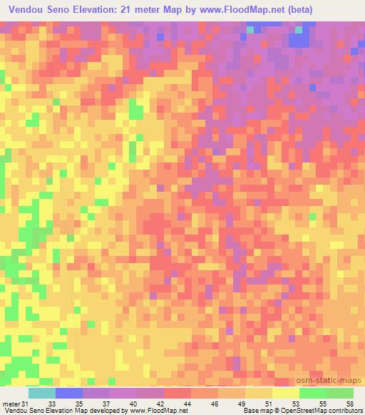 Vendou Seno,Senegal Elevation Map