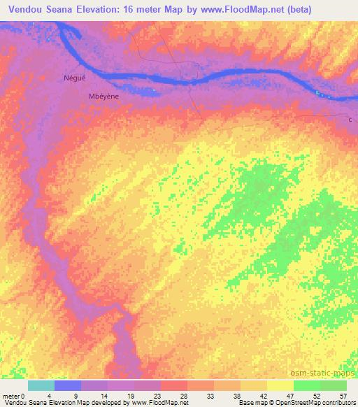 Vendou Seana,Senegal Elevation Map