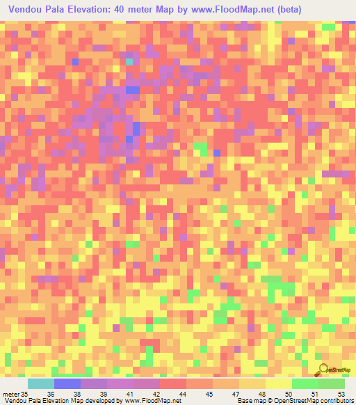 Vendou Pala,Senegal Elevation Map