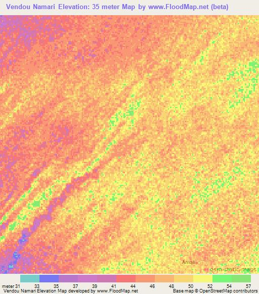 Vendou Namari,Senegal Elevation Map