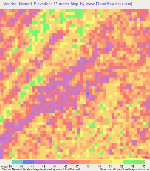 Vendou Namari,Senegal Elevation Map