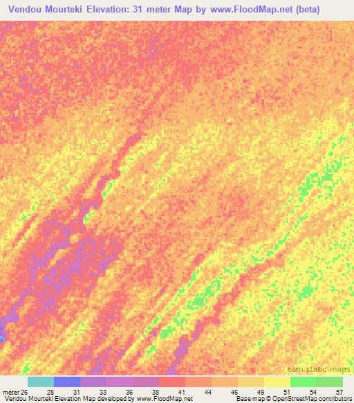 Vendou Mourteki,Senegal Elevation Map