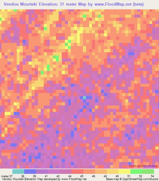 Vendou Mourteki,Senegal Elevation Map