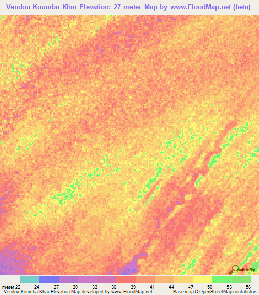 Vendou Koumba Khar,Senegal Elevation Map
