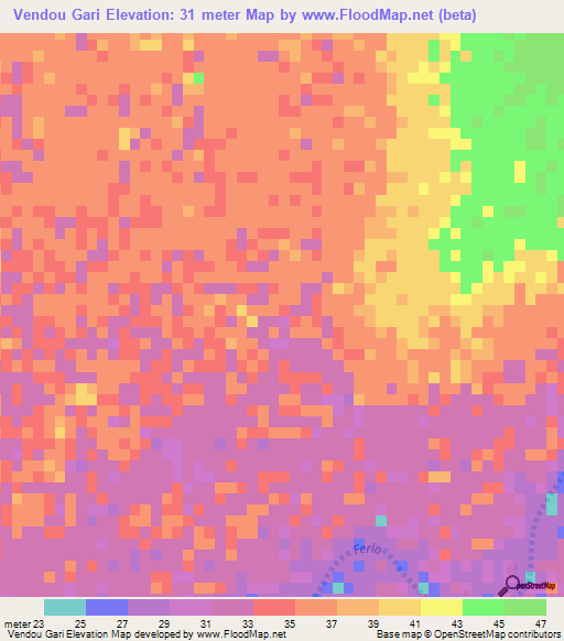 Vendou Gari,Senegal Elevation Map