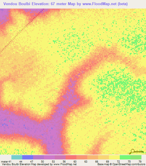 Vendou Boulbi,Senegal Elevation Map