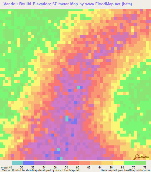 Vendou Boulbi,Senegal Elevation Map
