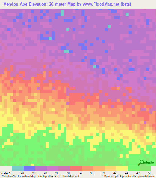 Vendou Abe,Senegal Elevation Map