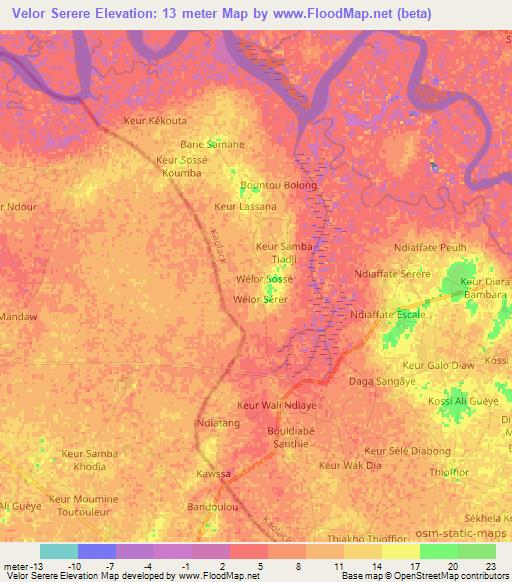 Velor Serere,Senegal Elevation Map