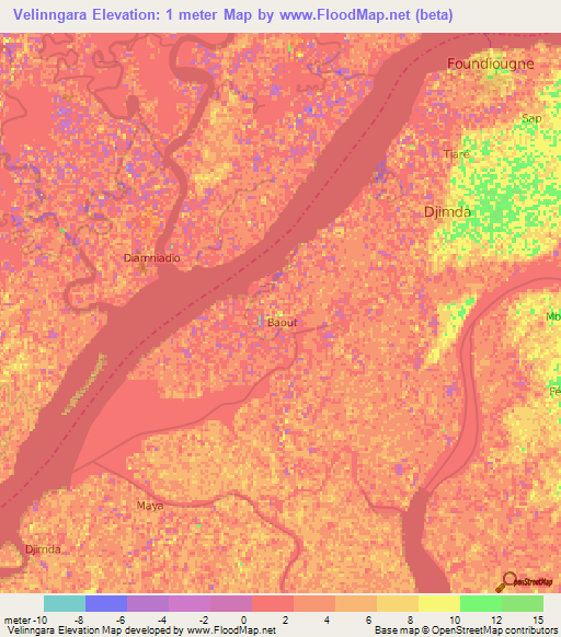 Velinngara,Senegal Elevation Map