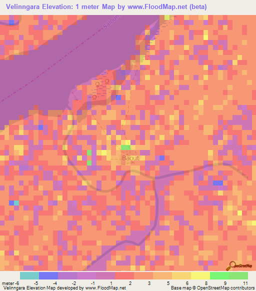 Velinngara,Senegal Elevation Map