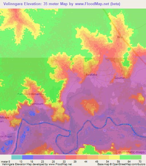 Velinngara,Senegal Elevation Map