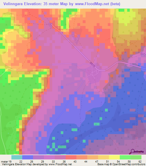 Velinngara,Senegal Elevation Map