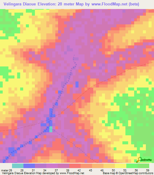 Velingara Diaoue,Senegal Elevation Map