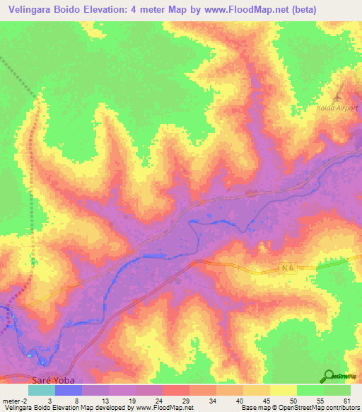 Velingara Boido,Senegal Elevation Map
