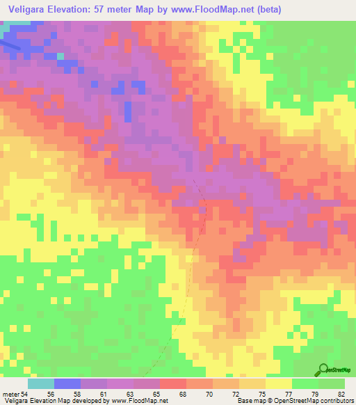Veligara,Senegal Elevation Map