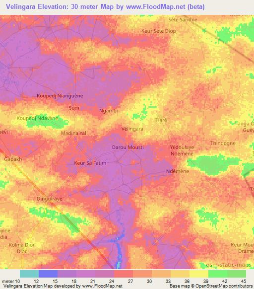 Velingara,Senegal Elevation Map