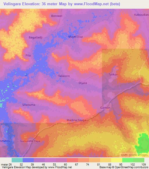 Velingara,Senegal Elevation Map