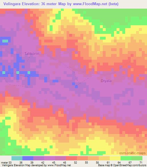 Velingara,Senegal Elevation Map
