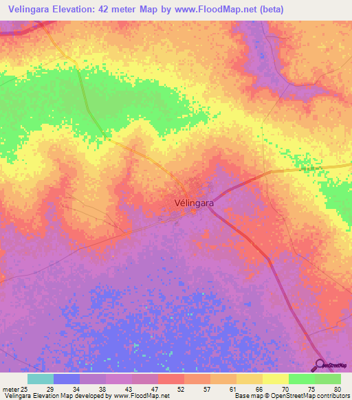 Velingara,Senegal Elevation Map