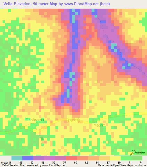 Velia,Senegal Elevation Map