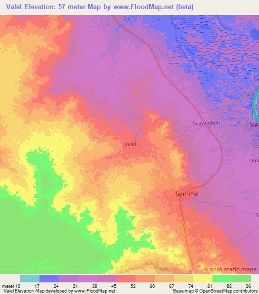 Valel,Senegal Elevation Map