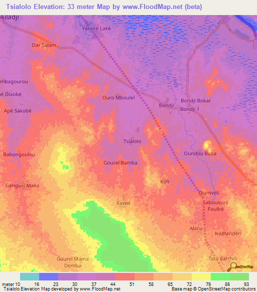 Tsialolo,Senegal Elevation Map
