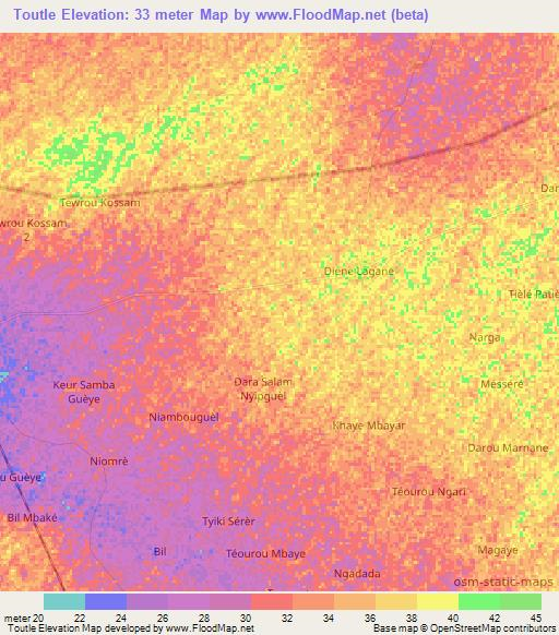 Toutle,Senegal Elevation Map