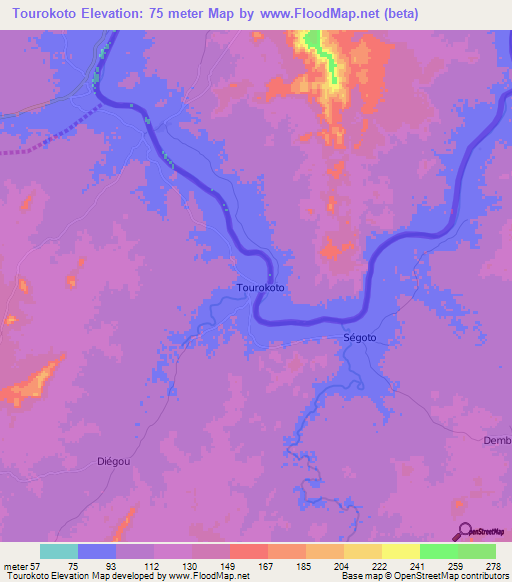 Tourokoto,Senegal Elevation Map