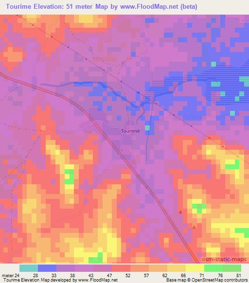 Tourime,Senegal Elevation Map