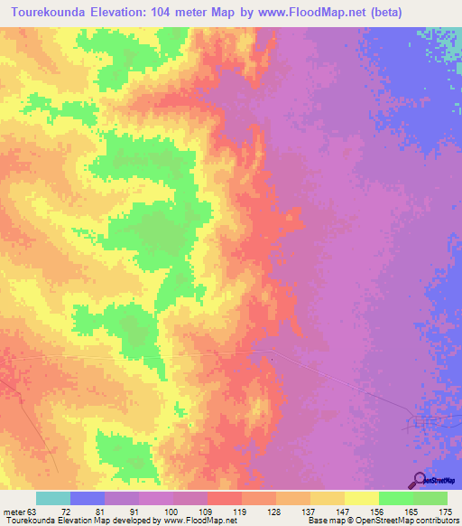 Tourekounda,Senegal Elevation Map