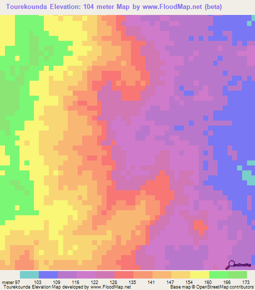 Tourekounda,Senegal Elevation Map